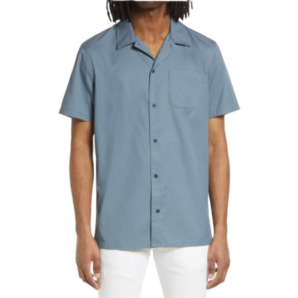 NWOT TREASURE & BOND Washed Twill Button-Up Shirt in‎ Blue Mirage (L)
